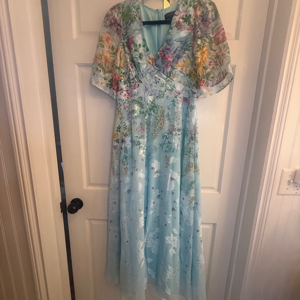 Women's Elena Wang Floral Dress Size S Blue